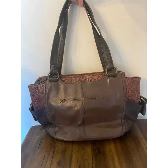 The Sak Brown Two Tone Leather Embossed Shoulder Bag Boho - Picture 2 of 5